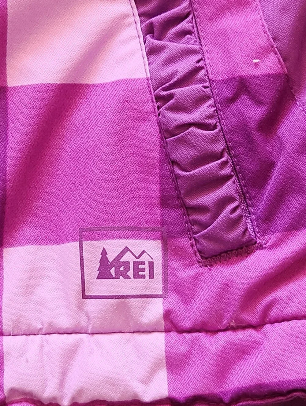 REI Toddler Ski Jacket Size 3T Purple Plaid Outdoors Kids Hood